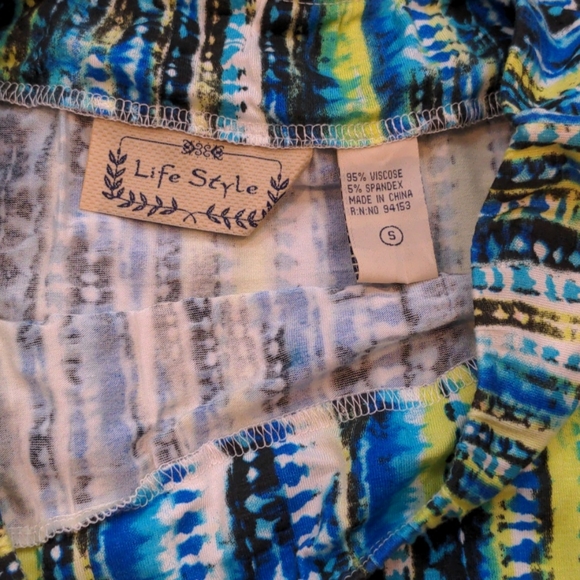 Life Style Blue Green Flowing Maxi Skirt Like New - Picture 4 of 5